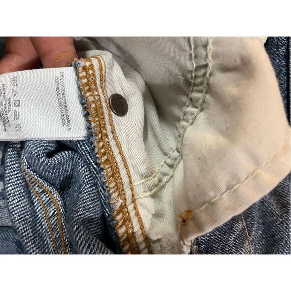 We the Free blue jean denim distressed button fly skirt size 29 - Picture 4 of 6